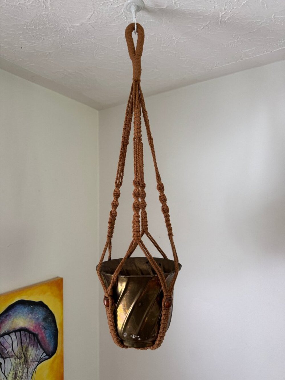 Brown Macrame Plant Pot Hanging Holder